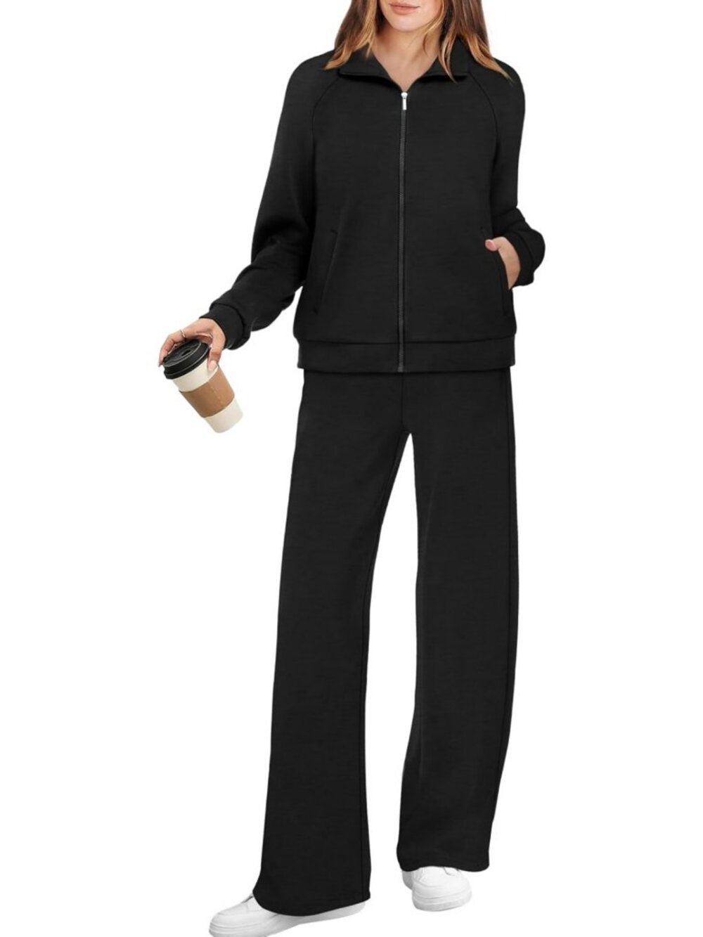 Chic Women's 2-Piece Lounge Set | Full Zip Up Fashion Sweatsuit for Comfort